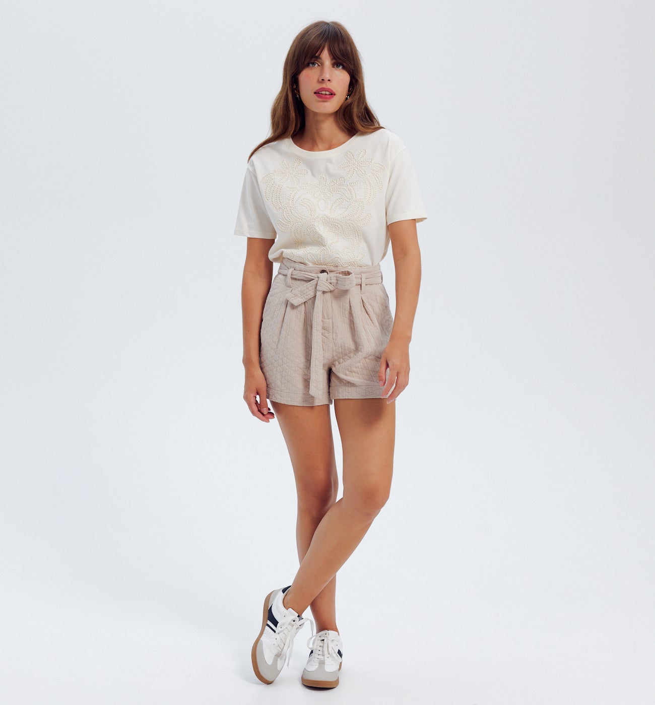 T-shirt brodé Femme - Ecru