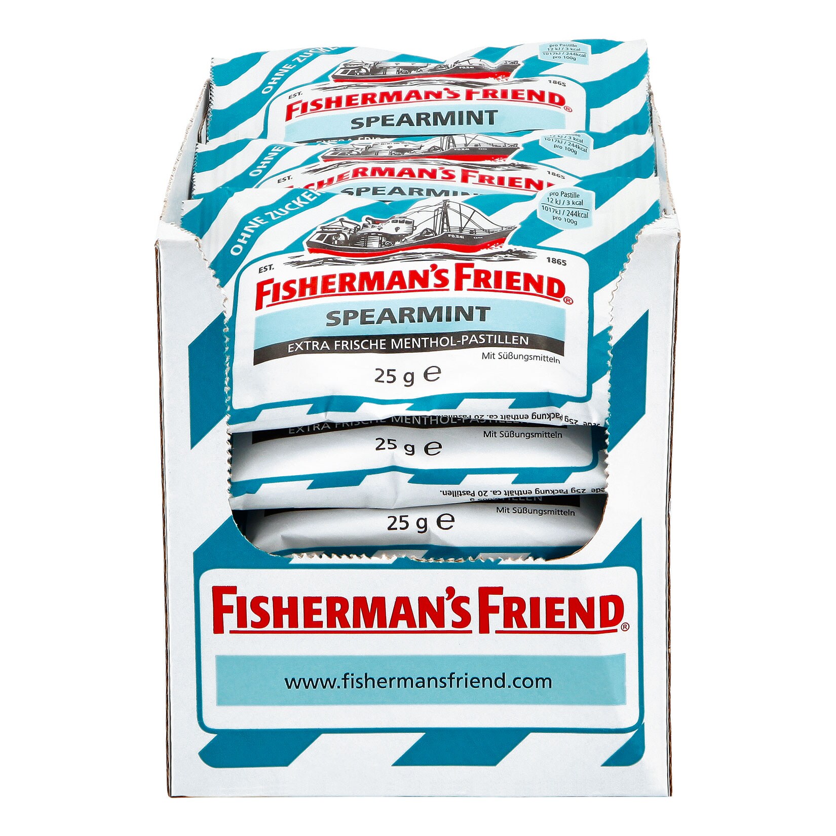 Fishermans Friend Spearemint ohne Zucker 25 g, 24er Pack