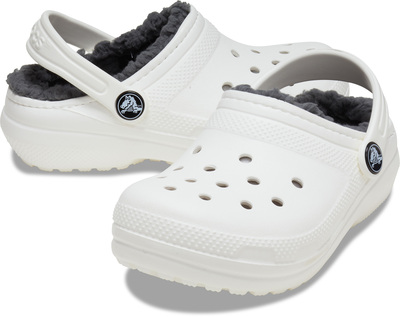 Crocs Classic Fôrede Tøfler, Hvit/Grå