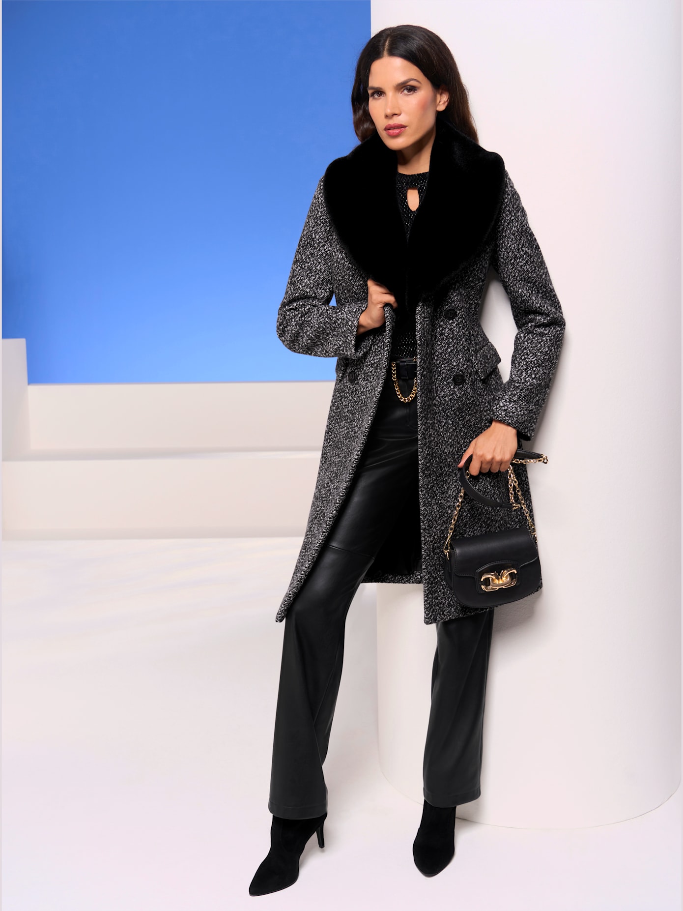 Manteau aspect bouclé élégant