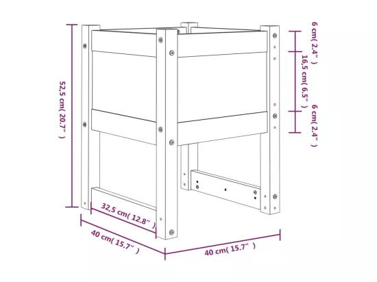 Jardinière bac lit surélevé bois marron 40 x 40 x 52.5 cm 02_0038963