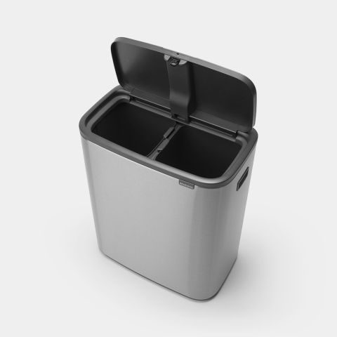 Bo Touch Bin, met 2 binnenemmers, 2 x 30 liter - Matt Steel Fingerprin