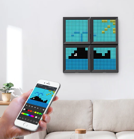 (20x20cm) Digitaler Pixel Bilderrahmen Home Deko Fotorahmen mit App Steuerung (iOS/Android) - Schwarz