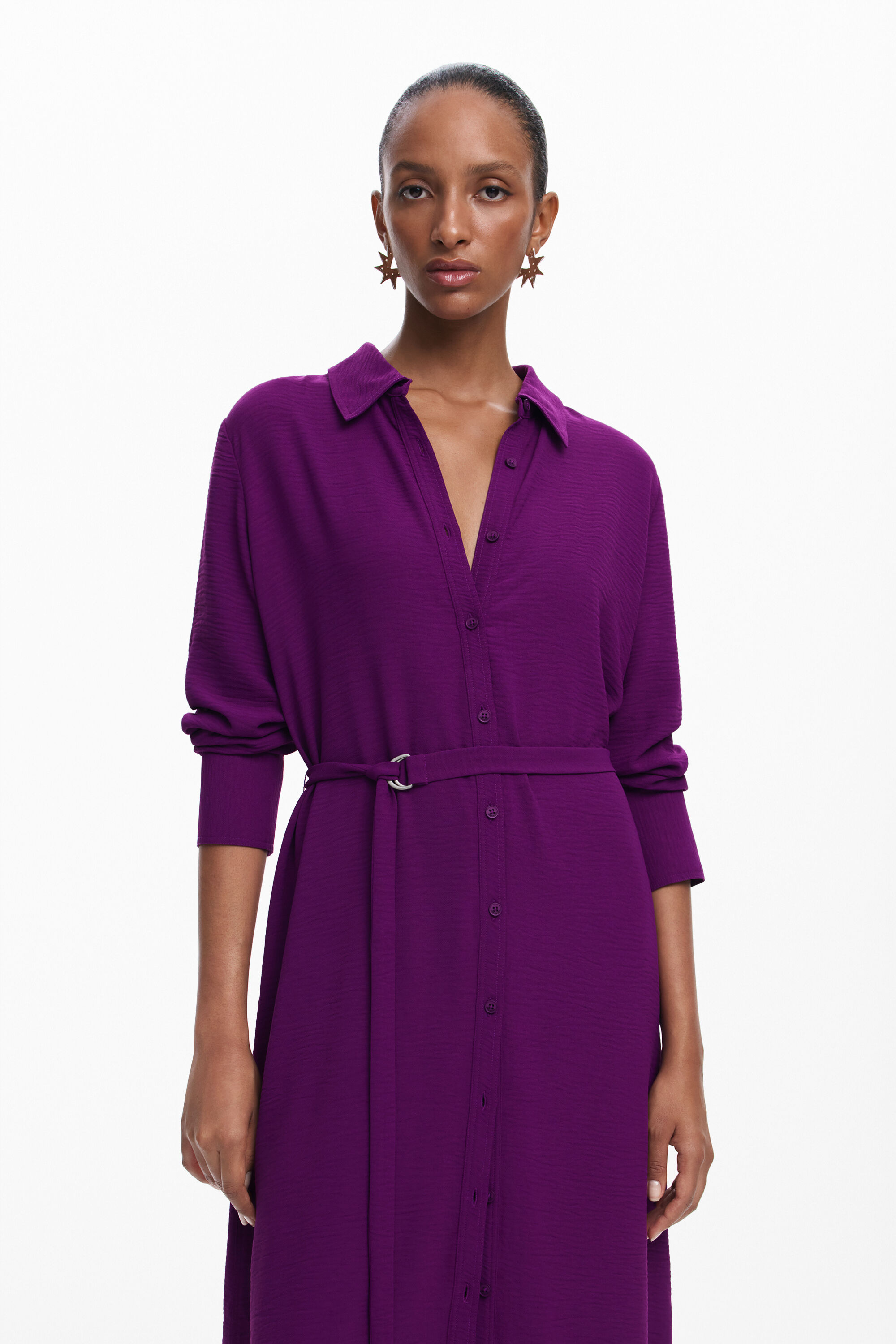 Vestido longo tipo camisa
