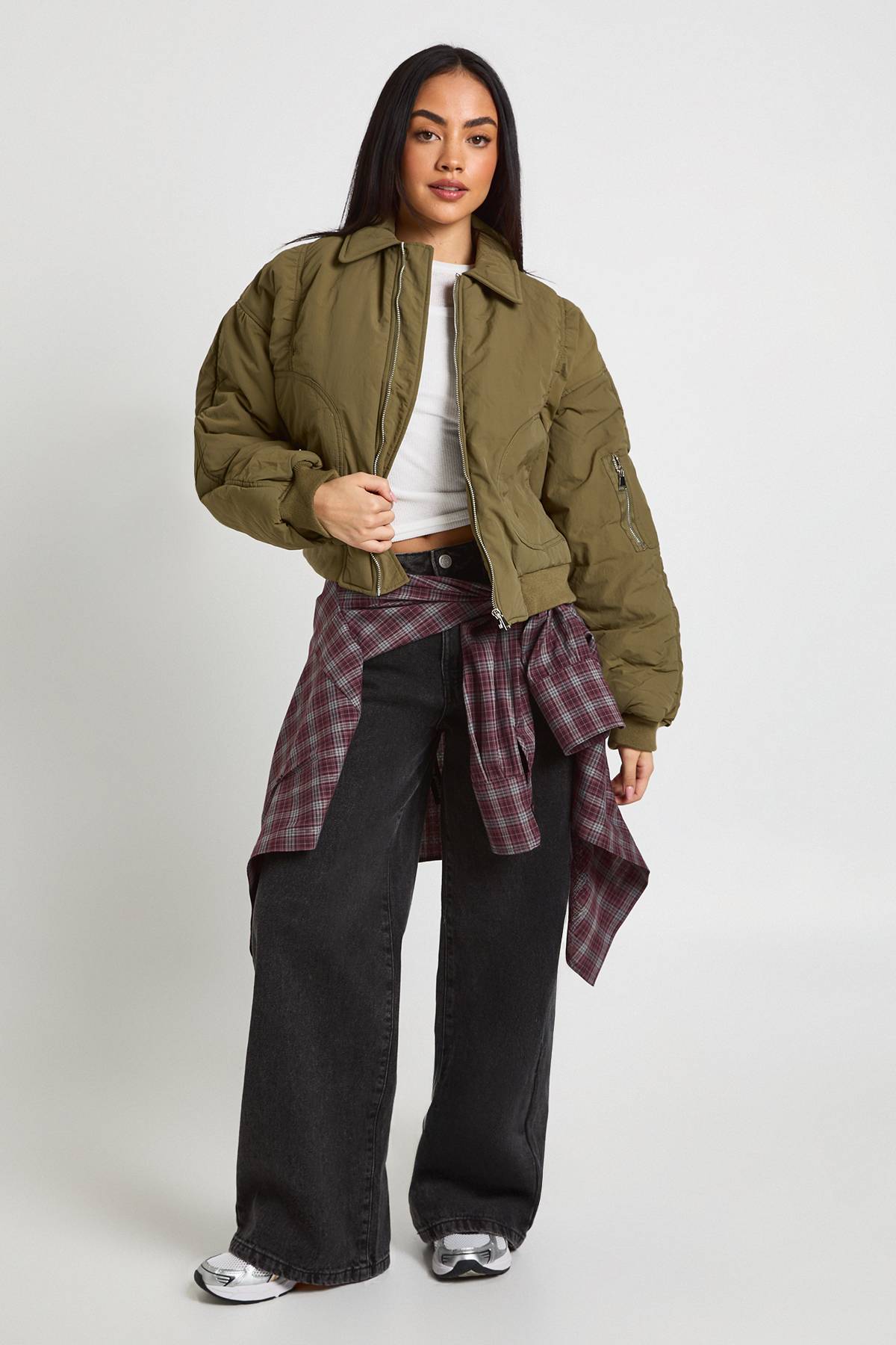 boohoo Blouson bomber à manches froncées