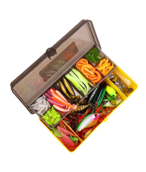 Coffret multi-leurres Fish4All durs, souples et métalliques avec pince (212pcs)
