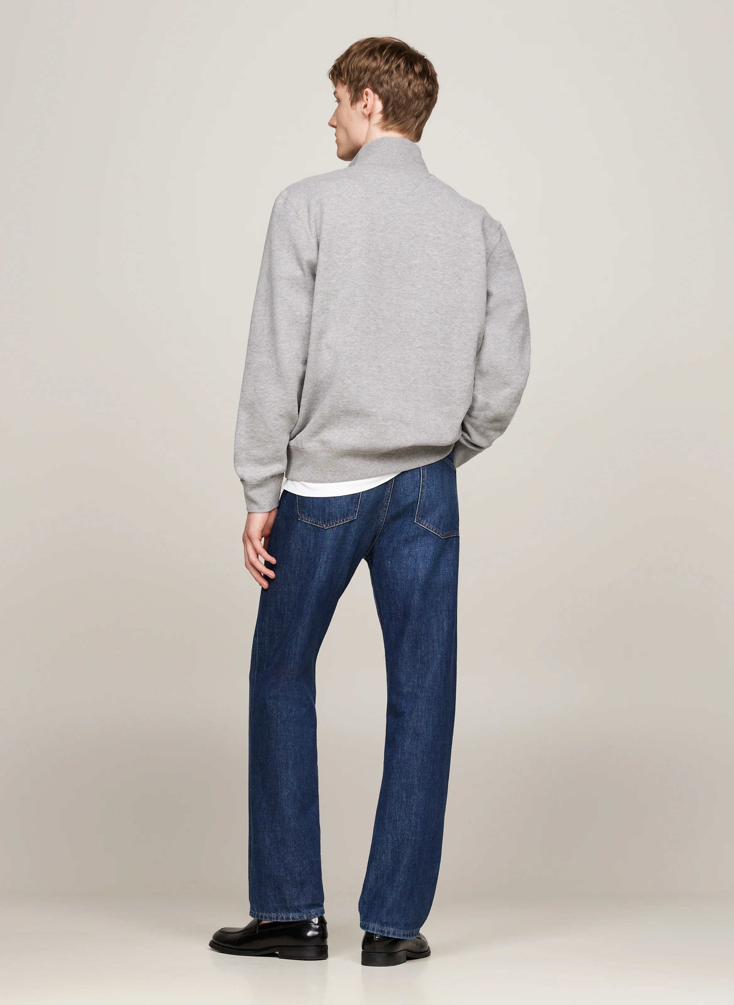 Pull col montant droit en coton mélangé | Gris