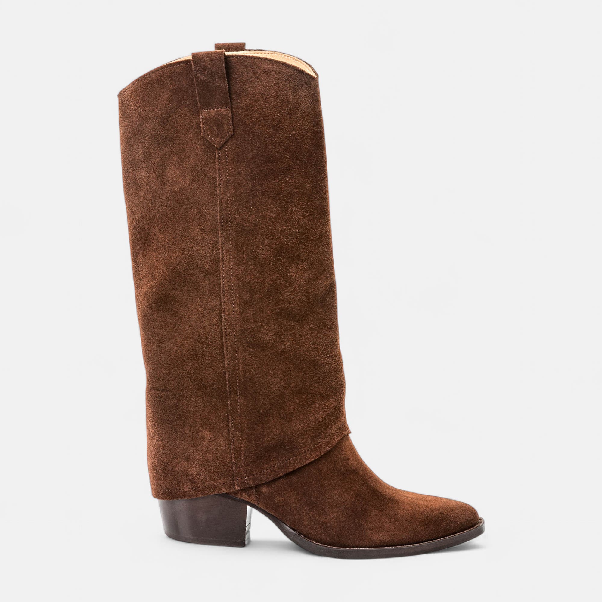 Bottes à talon Femme en cuir marron