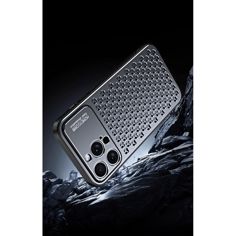 iPhone 15 Hybrid Hardcase Hülle im Mac Pro Design mit Kameraschutz - Grau
