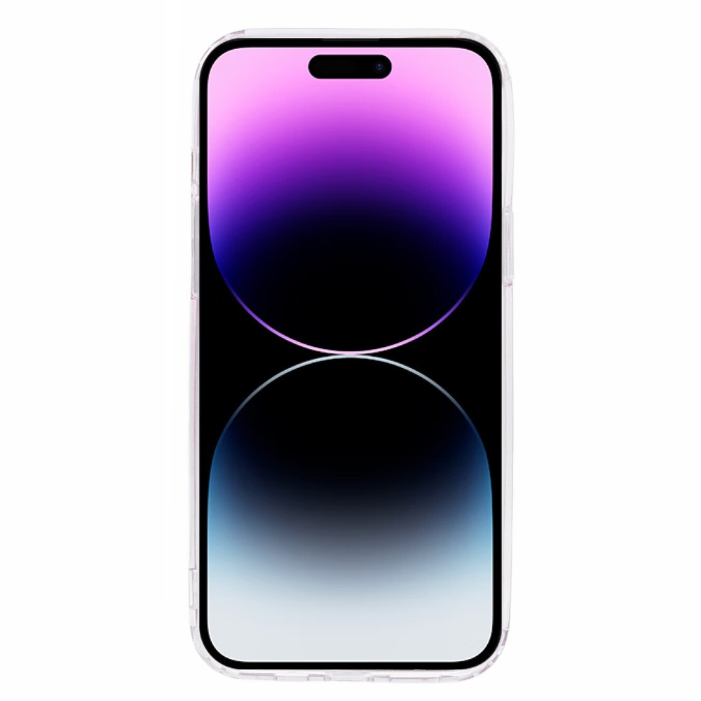 iPhone 14 Pro Max MagSafe Hülle mit Acryl Rückseite und Farbverlauf im Glitzer Design - Rosa