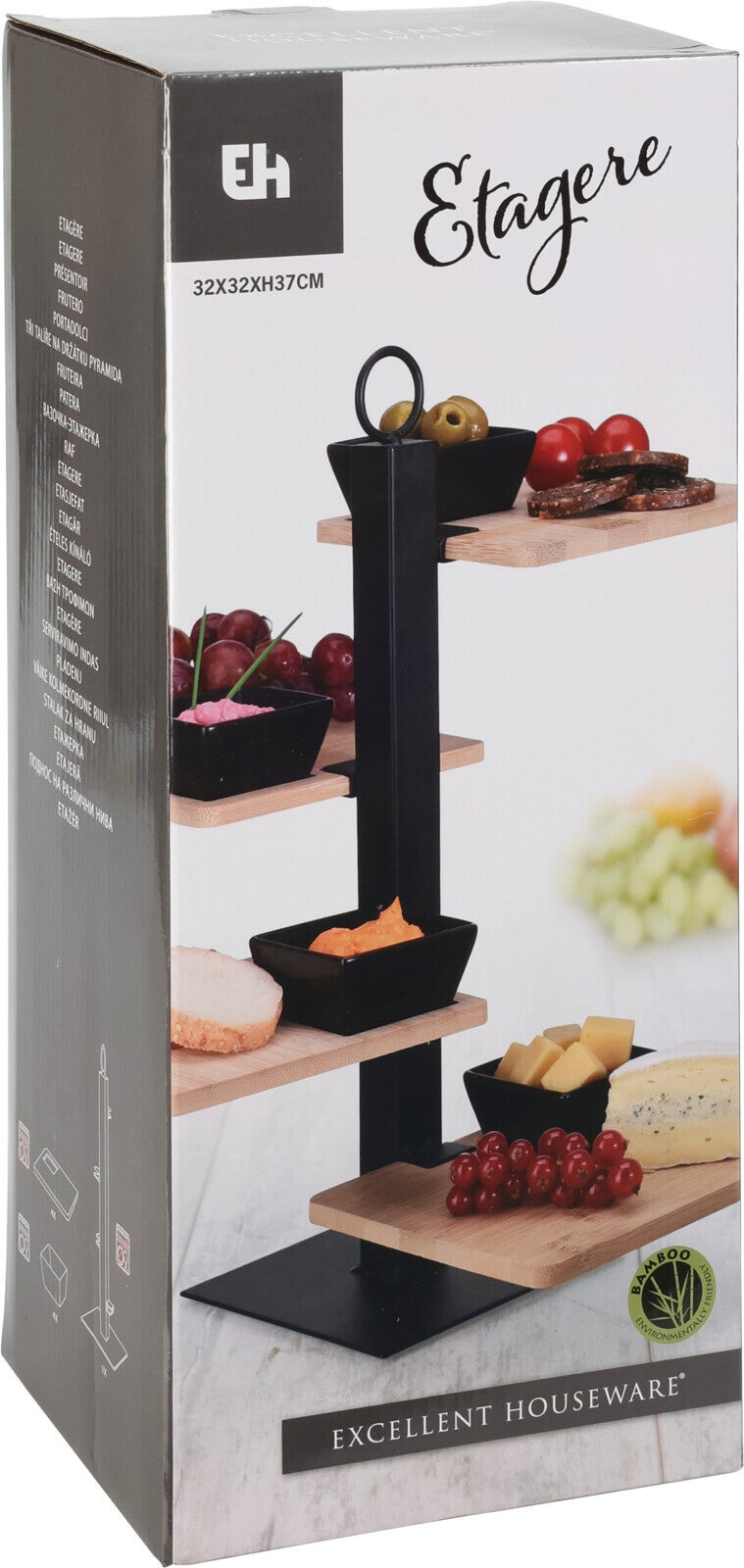 Etagère 4-laags zwart / naturel