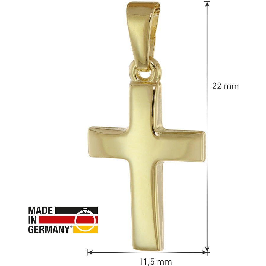 trendor Kreuz Anhänger für Kinder Gold 333 + Halskette Silber vergoldet gold