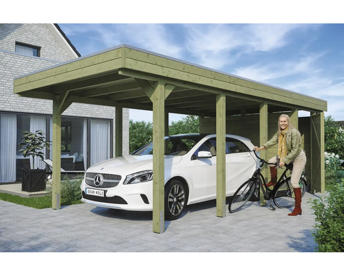 SKAN HOLZ Friesland enkele carport inclusief berging, 314x708 cm, dompelgeïmpregneerd