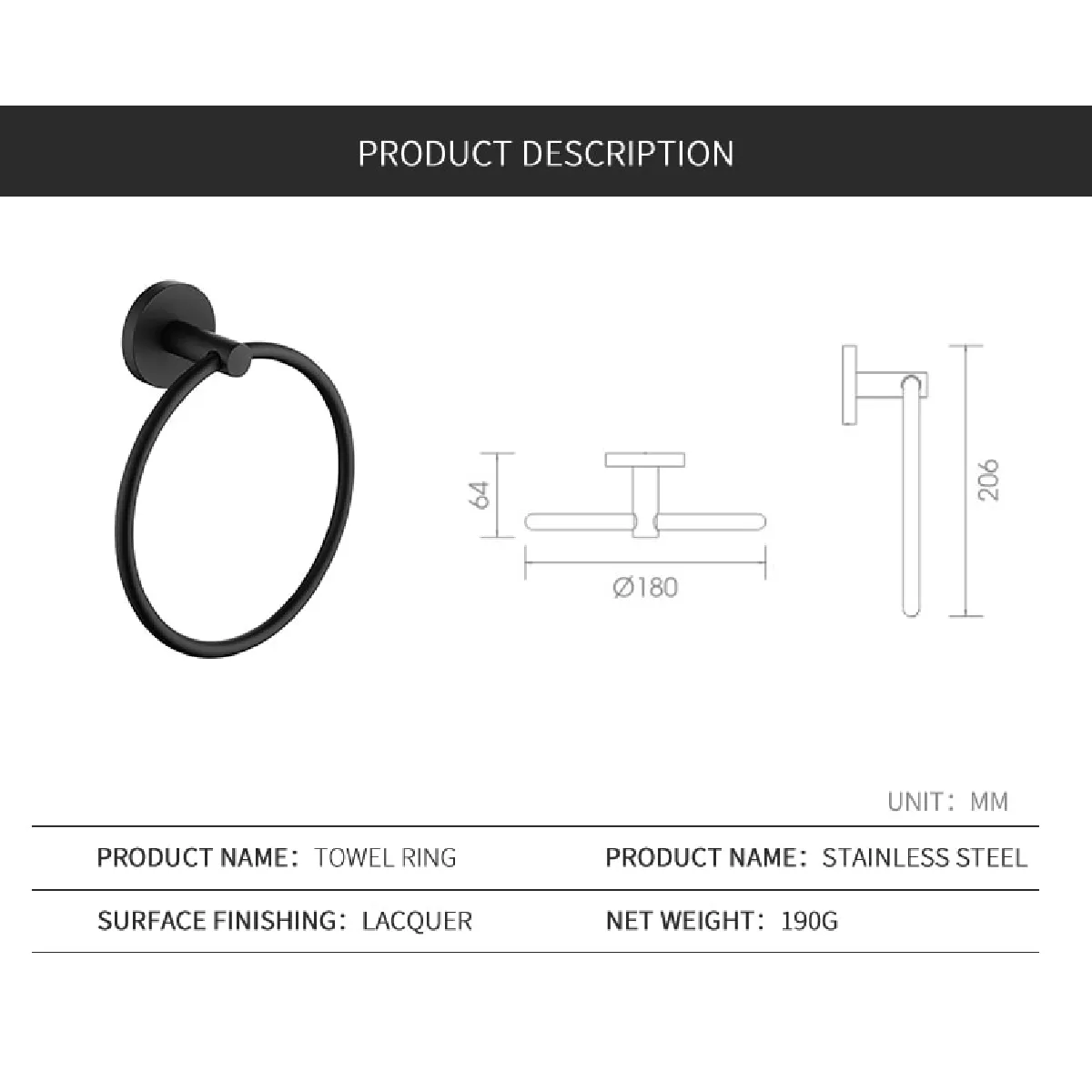 Universal Accessoires salle de bain - Noir