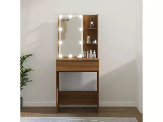 Coiffeuse avec LED Chêne marron 60x40x140 cm