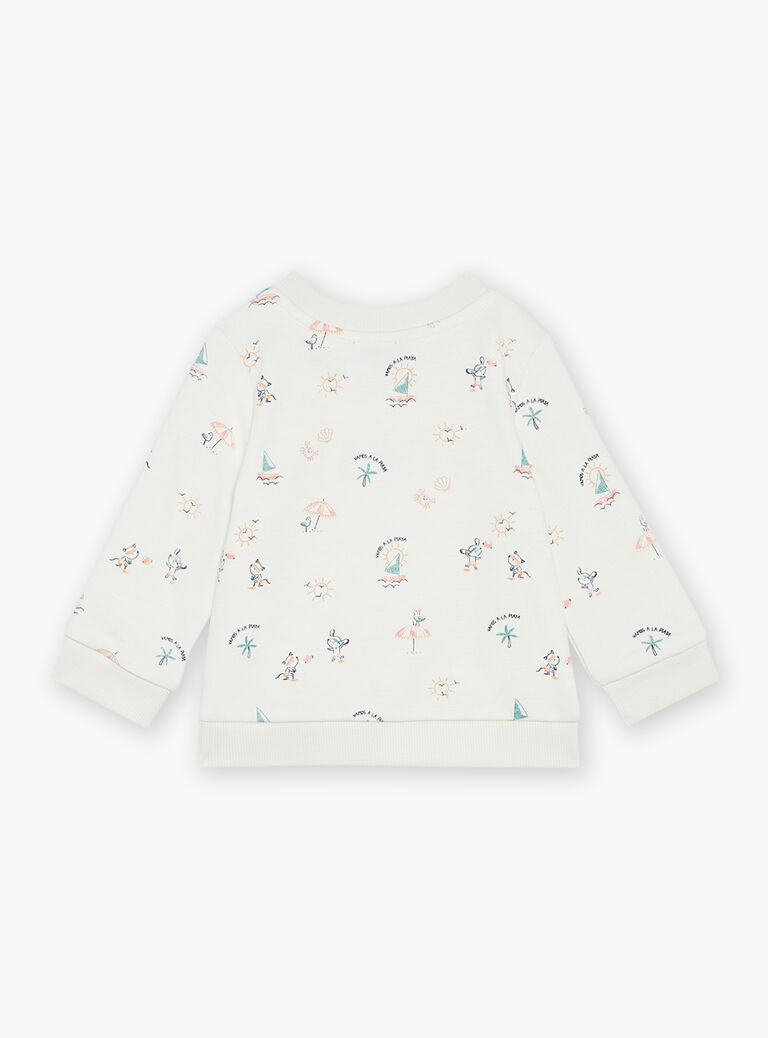 Sweat écru à imprimé animaux fantaisies