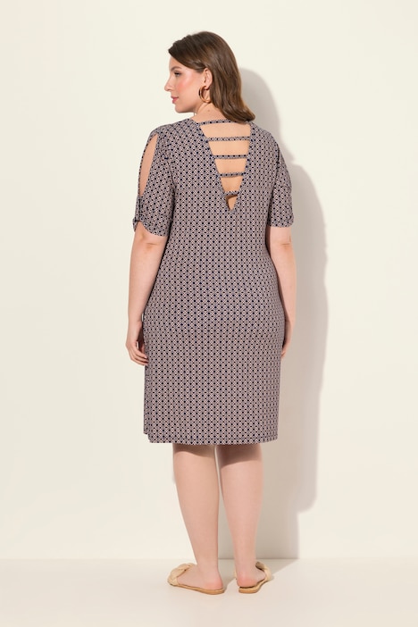 Strandkleid, Paisley, A-Linie, V-Ausschnitt, Halbarm