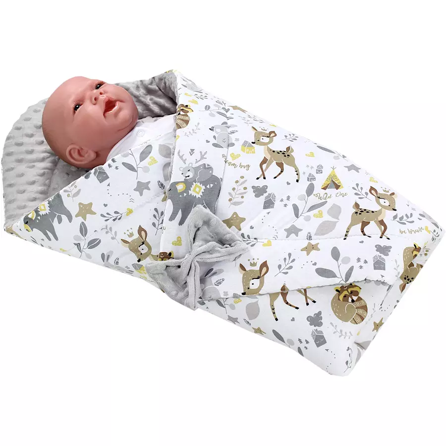 TupTam Baby Winter Einschlagdecke Warm Wattiert Minky beigegrau