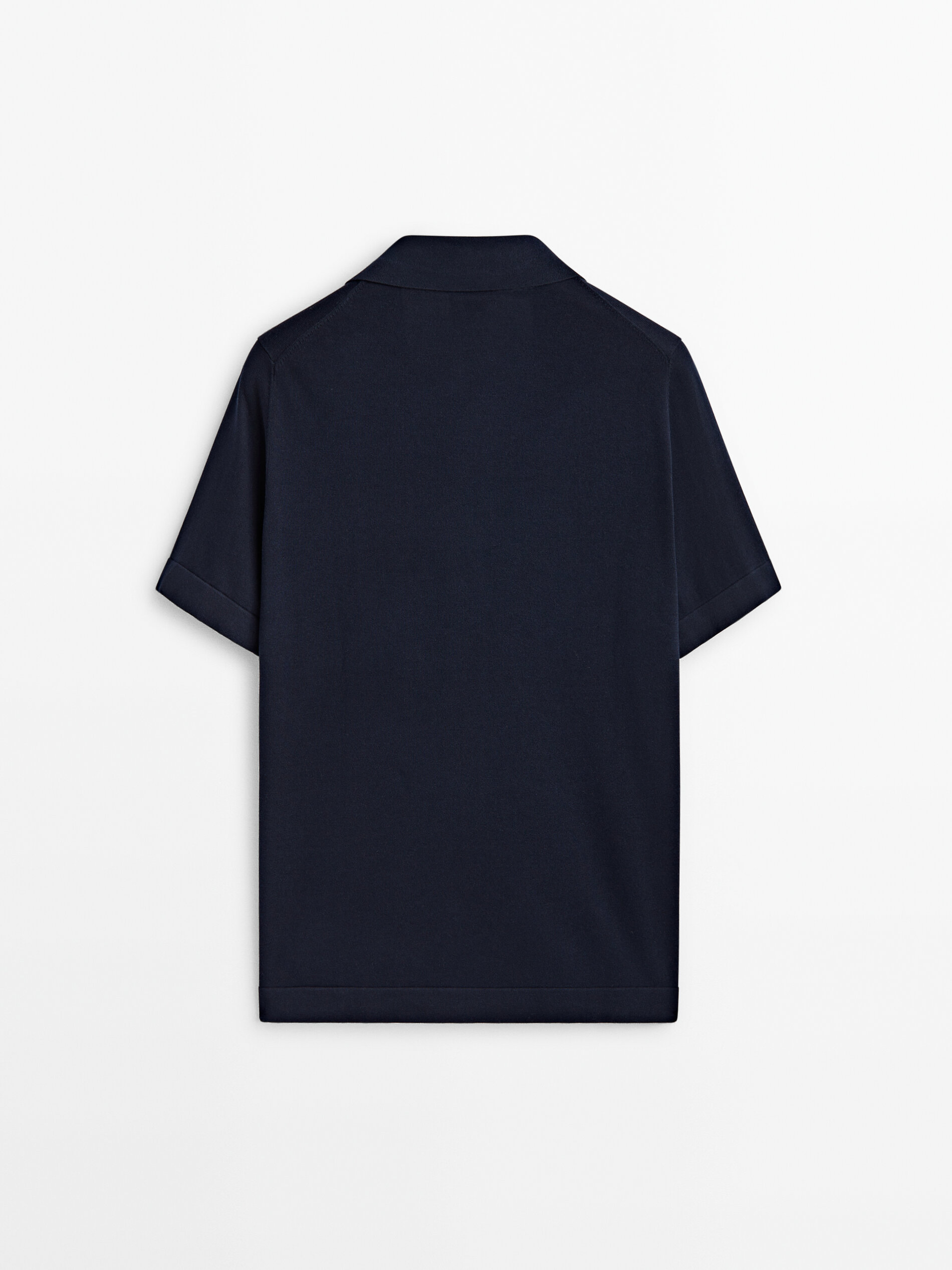 Camisa de malha de manga curta com lapela - AZUL MARINHO