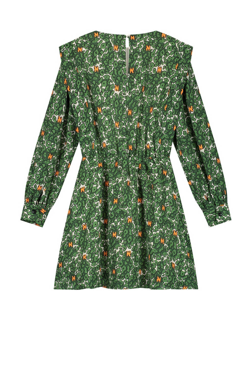 NIK&NIK jurk Winona met all over print groen/oranje