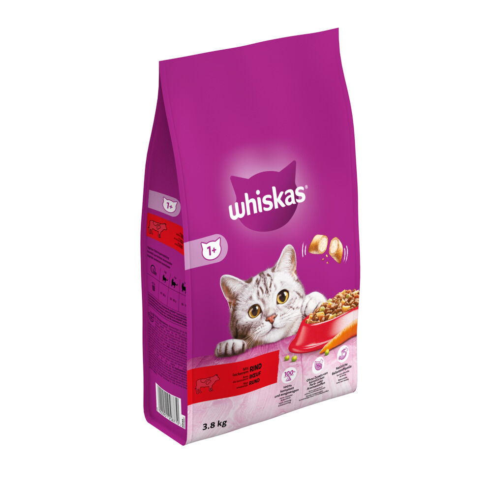 Whiskas 1  Adult Droge Brokjes - Kattenvoer - 3.8 Kilogram - rund