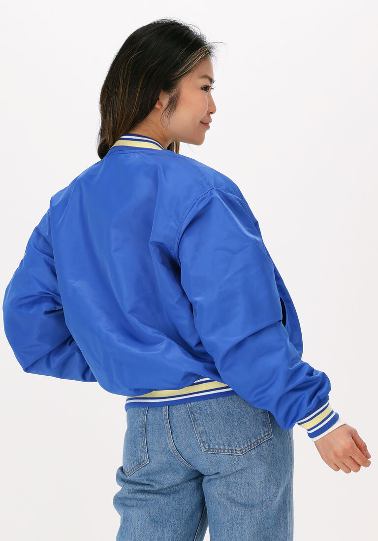 COLOURFUL REBEL blauwe colourful rebel jack felicia patch satin bomber jacket