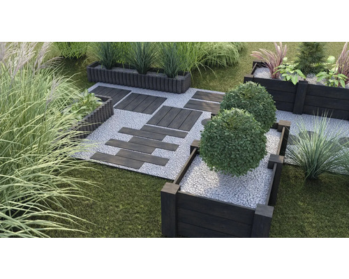 Betonnen verhoogde tuinbak Big Antique donkerbruin met voorgemonteerde draad 220 x 120 x 69 cm