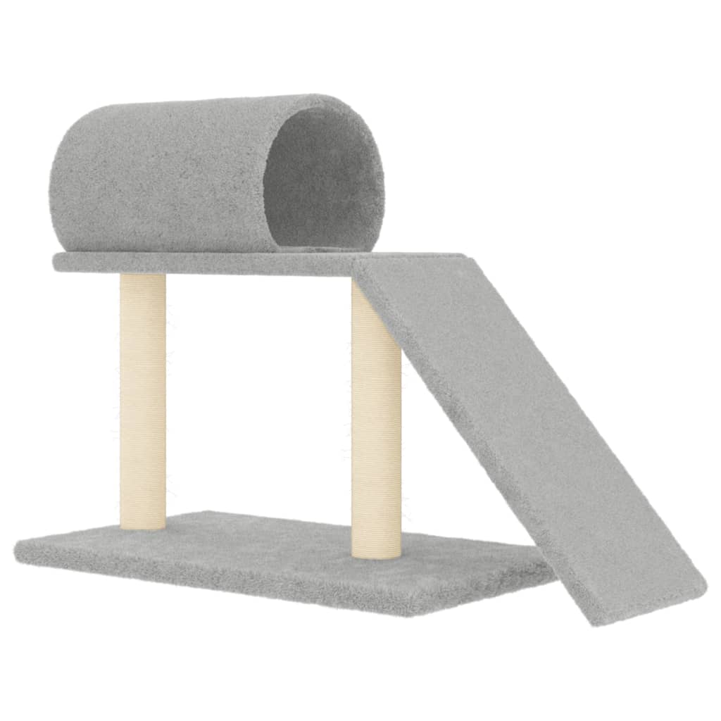 Arranhador para gatos vidaXL com túnel e escada, cinza claro, 55,5 cm