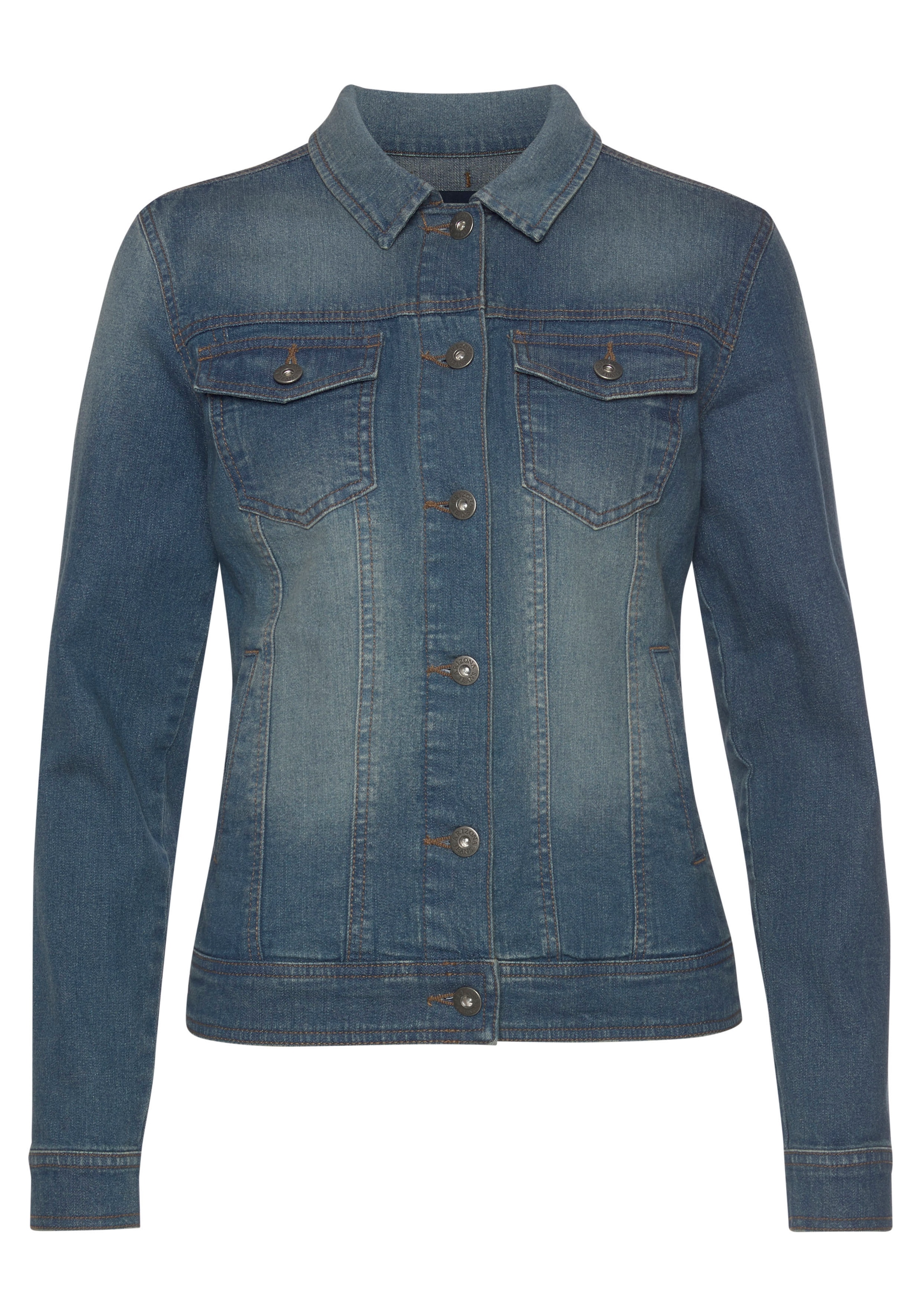 Arizona Jeansjacke aus Baumwollmischung,  figurbetont,  kurz geschnitten