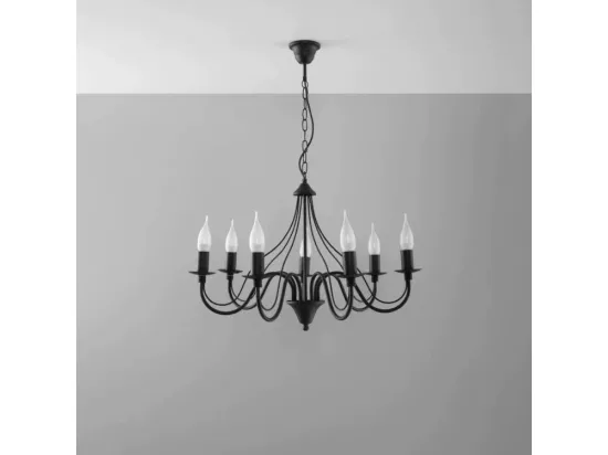 Sollux MINERWA Lustre à 7 bras multiples noir, E14