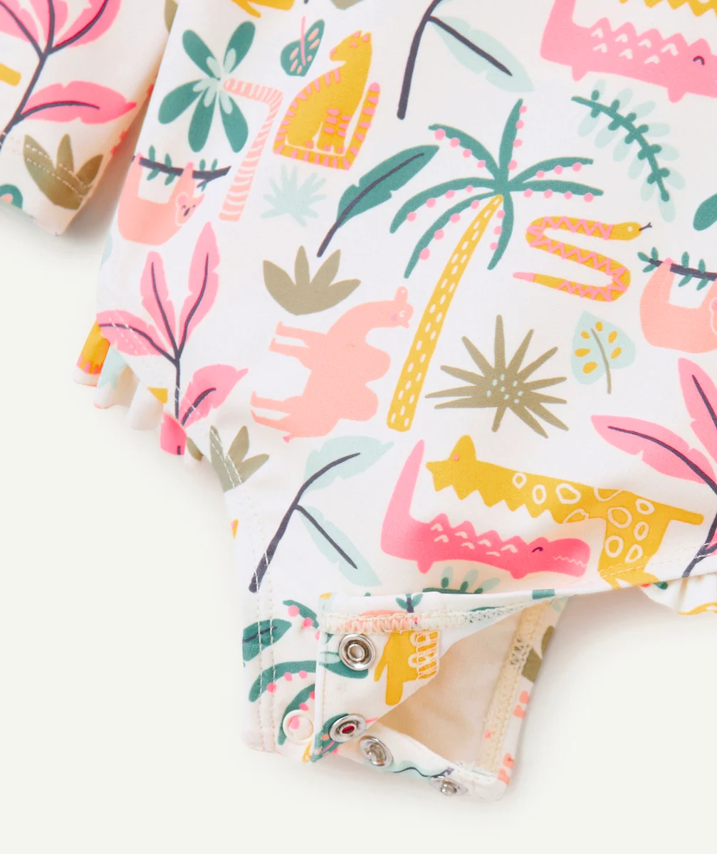 COMBINAISON ANTI-UV BÉBÉ FILLE EN FIBRES RECYCLÉES IMPRIMÉE JUNGLE