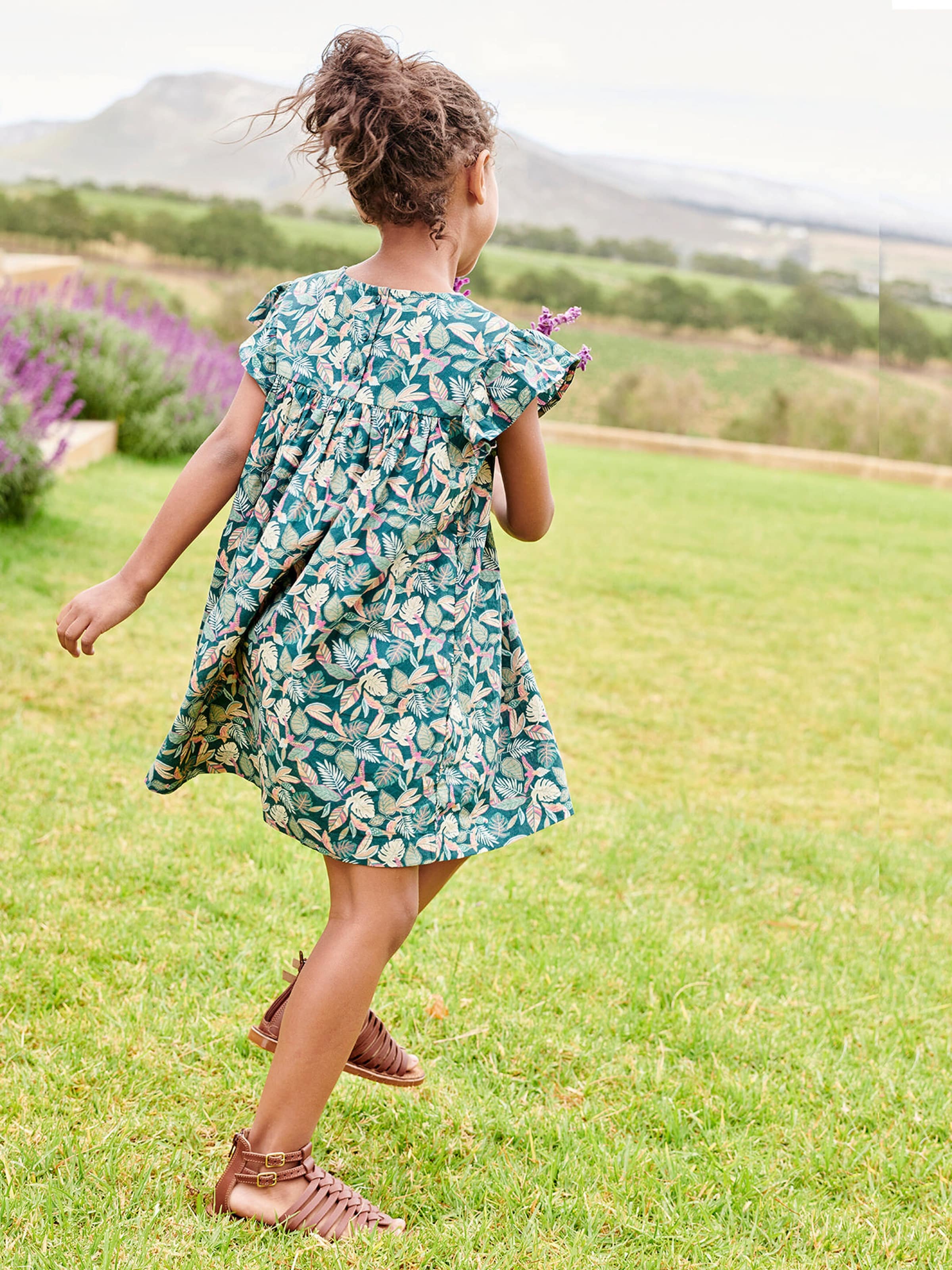 Vertbaudet Kurzärmeliges Mädchen Sommerkleid tannengrün