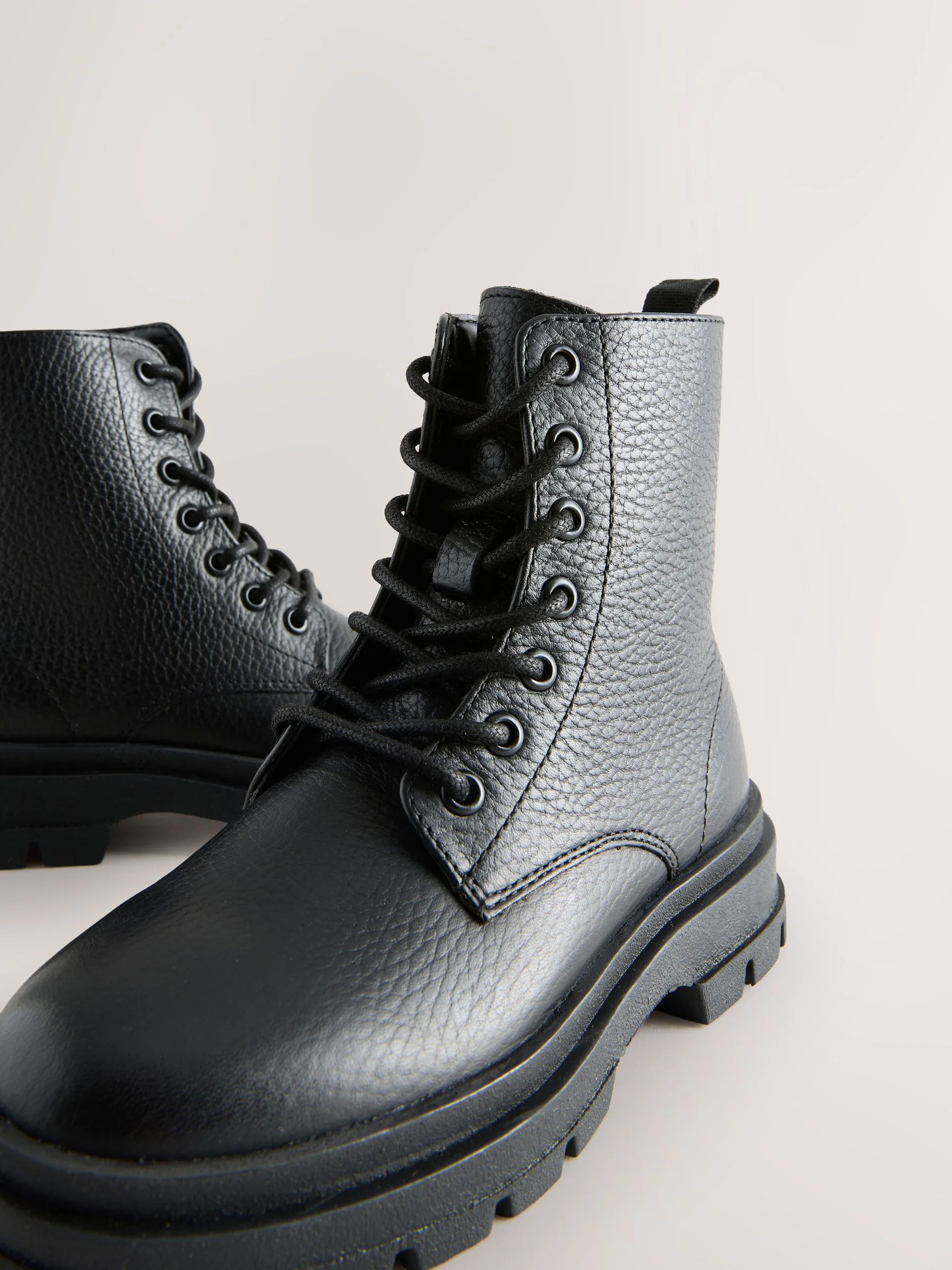 Zwart - Lace Up Leather Boots