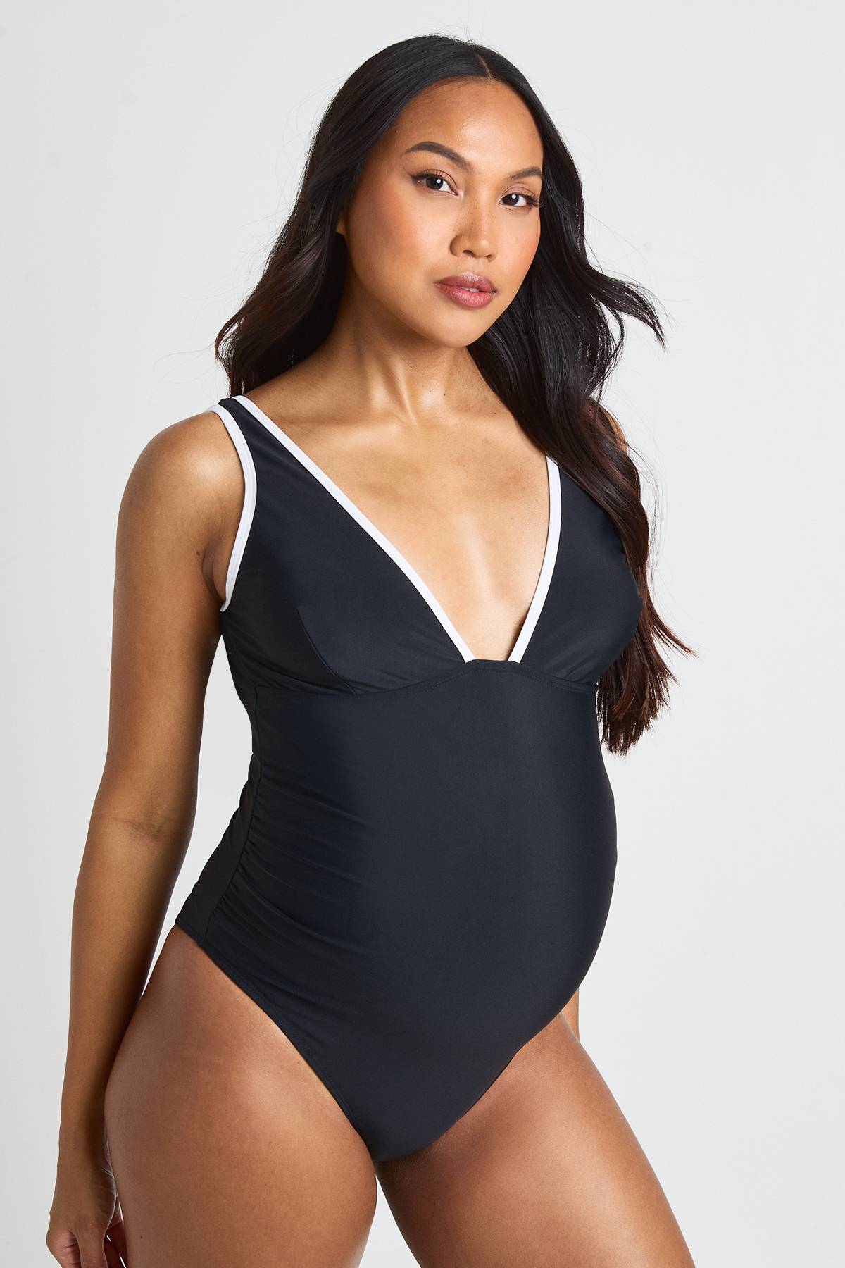boohoo Maillot De Bain De Maternité Échancré À Détails Contrastés
