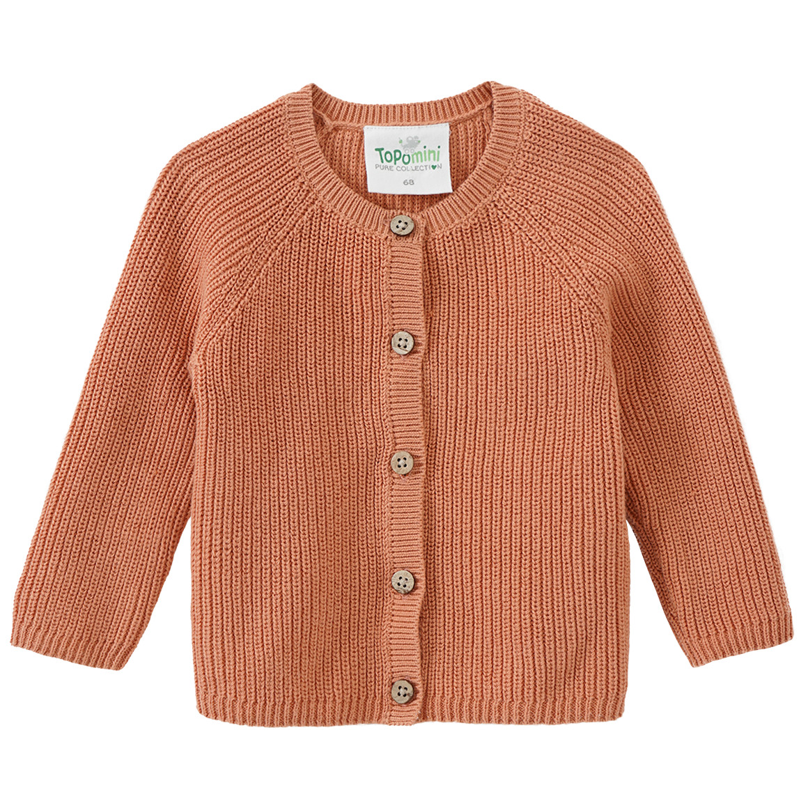 Topomini Pure Collection Newborn Strickjacke mit Knopfleiste terracotta