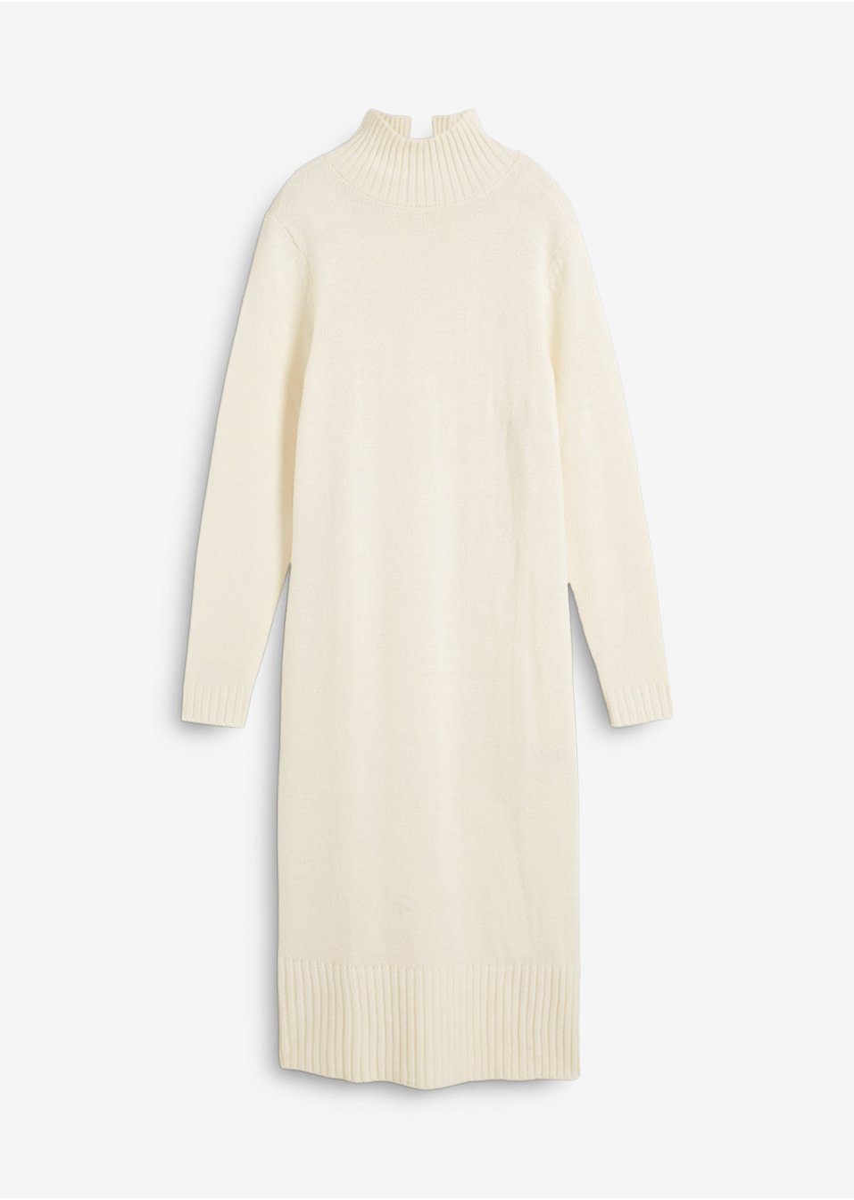 Robe en maille longueur midi avec col montant et fentes