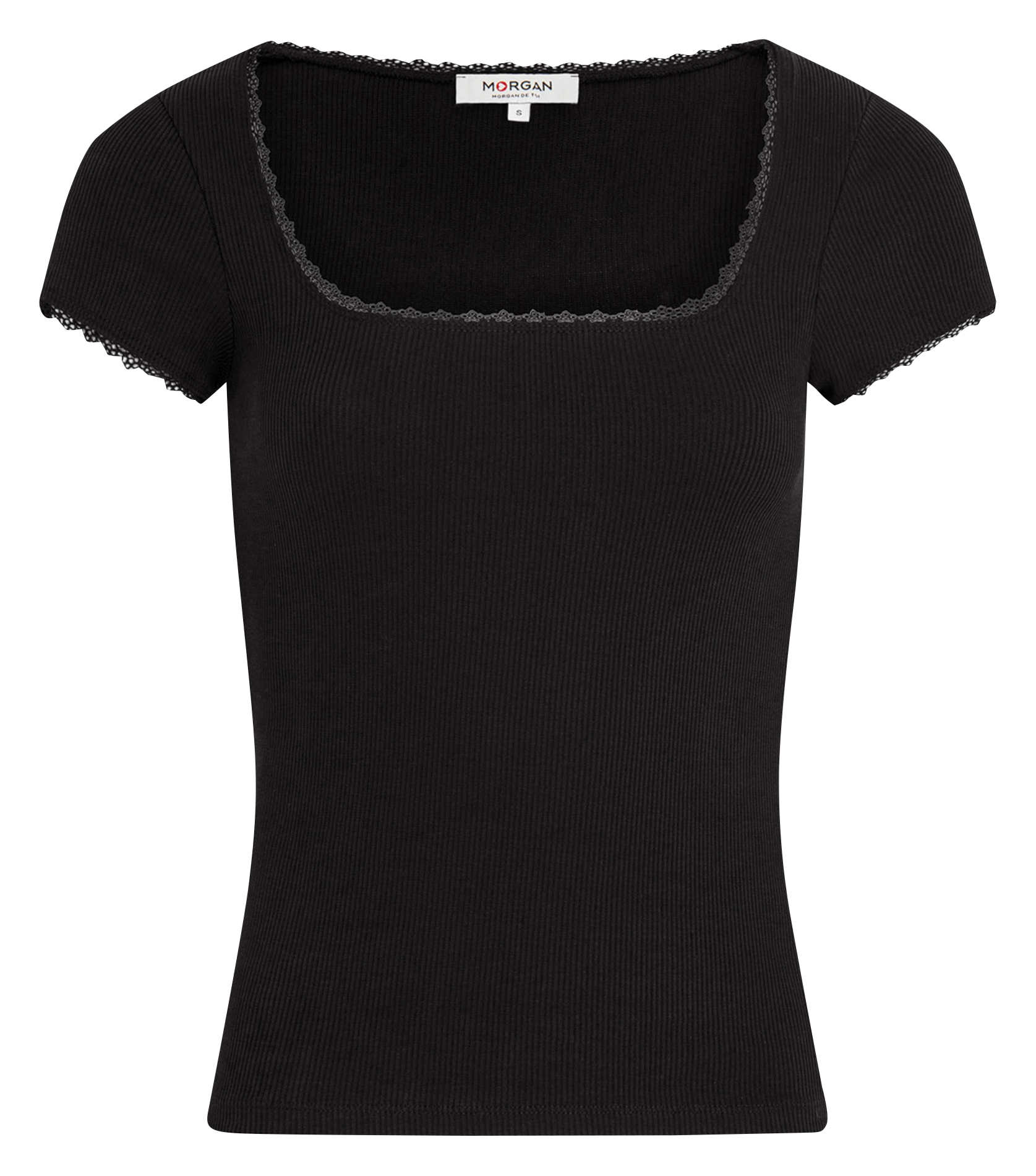 DLUBI - Tee-shirt dentelle en coton mélangé | Noir