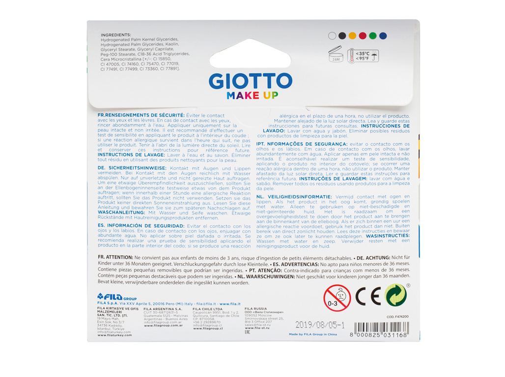 MAKE UP GIOTTO COSMÉTICA CORES CLÁSSICAS 6 LÁPIS