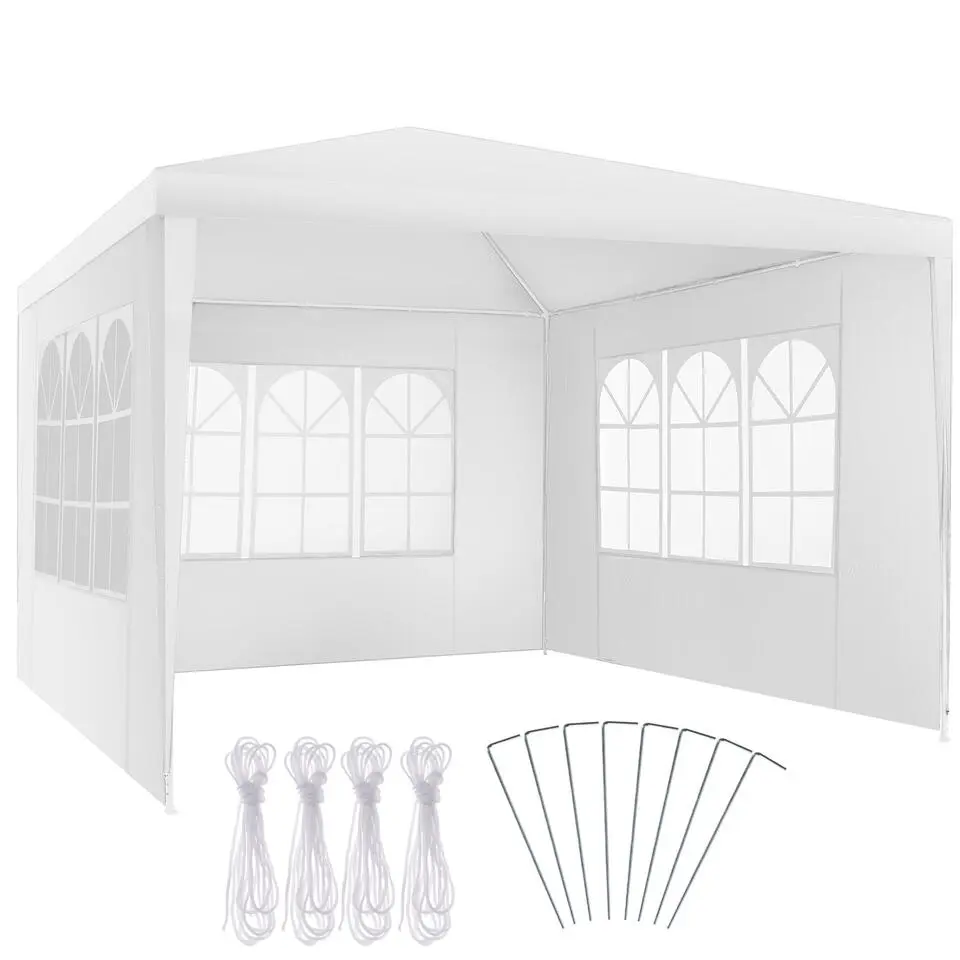tectake Paviljoen Barinas met 3 zijdelen, waterdicht, 3x3m, Wit