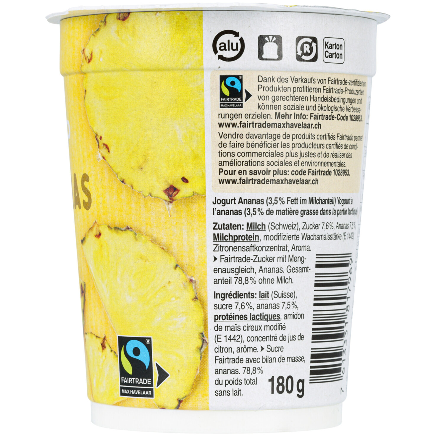 Fairtrade Joghurt Ananas 2x180g