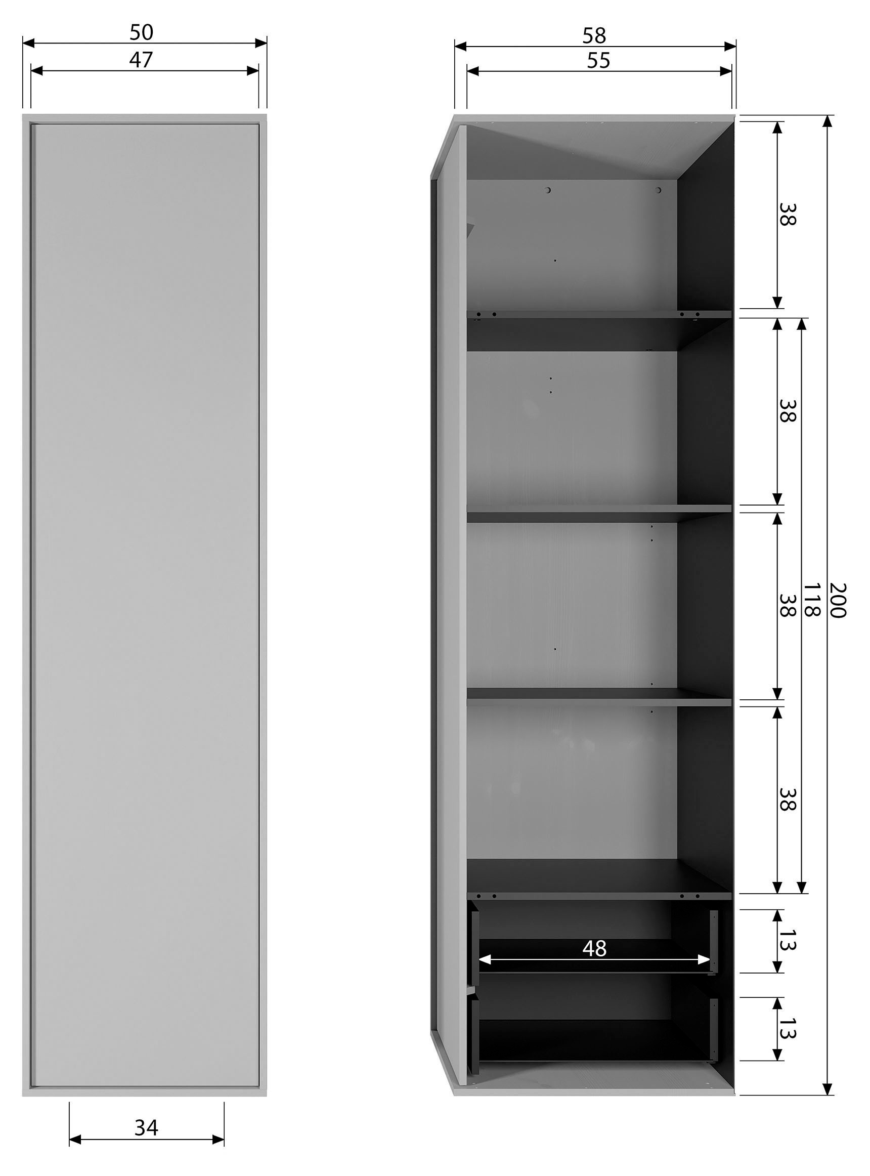 WOOOD Mehrzweckschrank »Daily Garderobenschrank« mit Push-to-Open Funktion, Höhe 200 cm, Breite 50 oder 100 cm