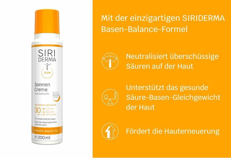 SIRIDERMA Sonnencreme ohne Duft LSF30