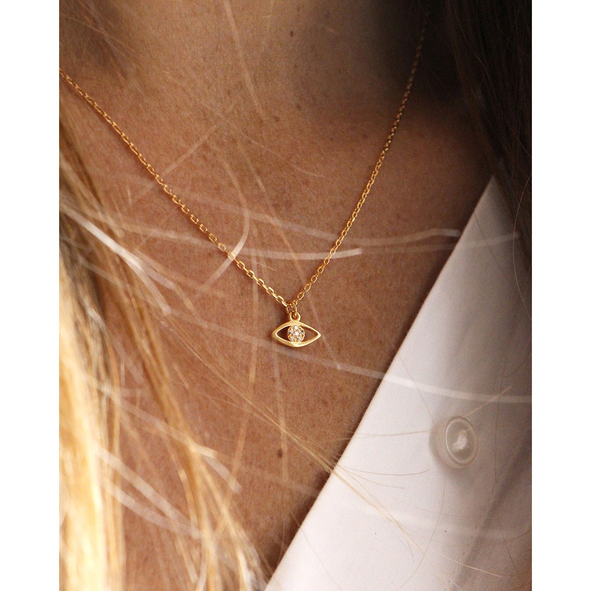 Collier coeur zircons doré à l'or fin 24k LILY