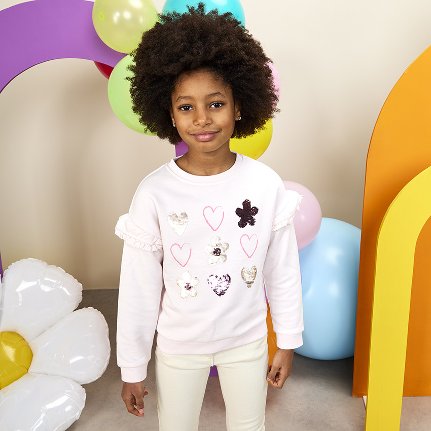 Sweat oversize avec motifs en sequins magiques pour fille