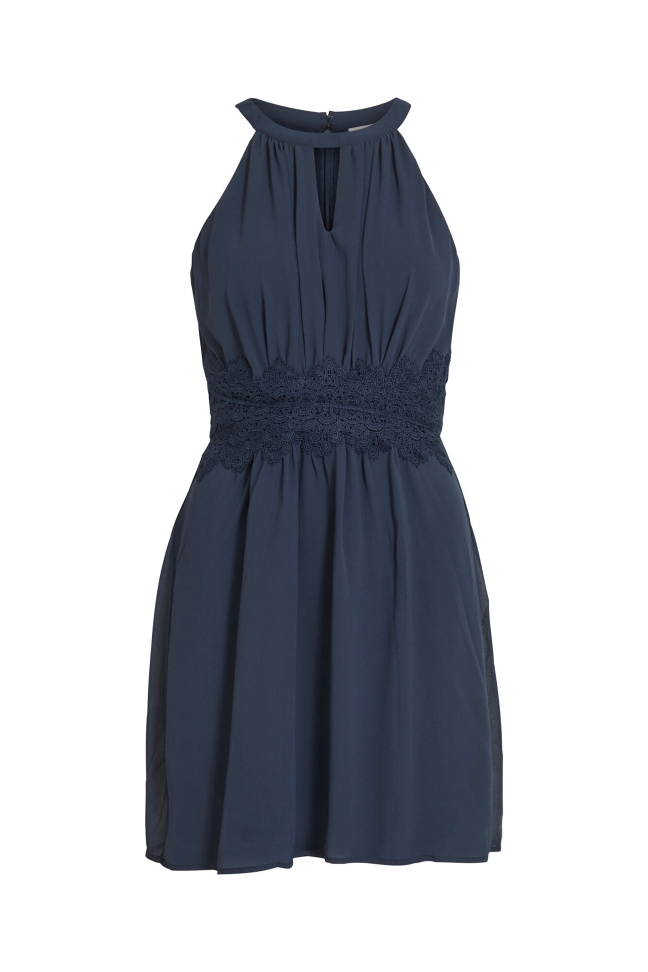 vestido curto com decote halter