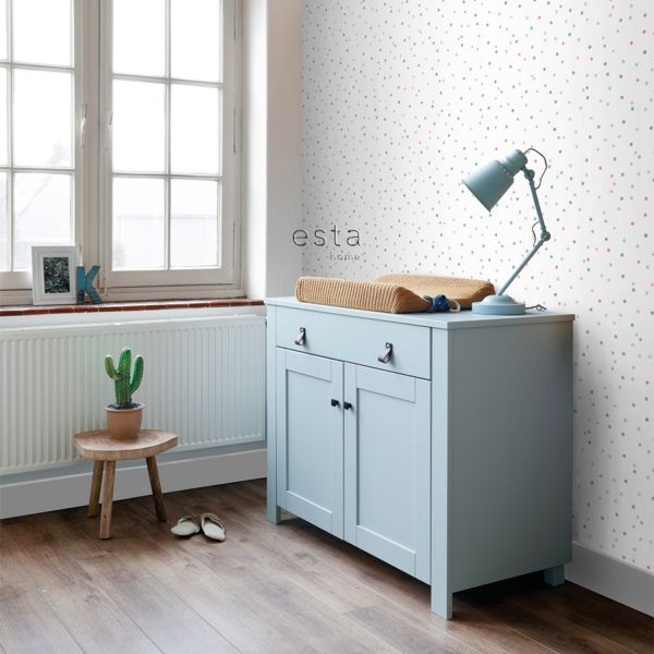 Estahome Stippen Behang - Roze / Groen / Blauw