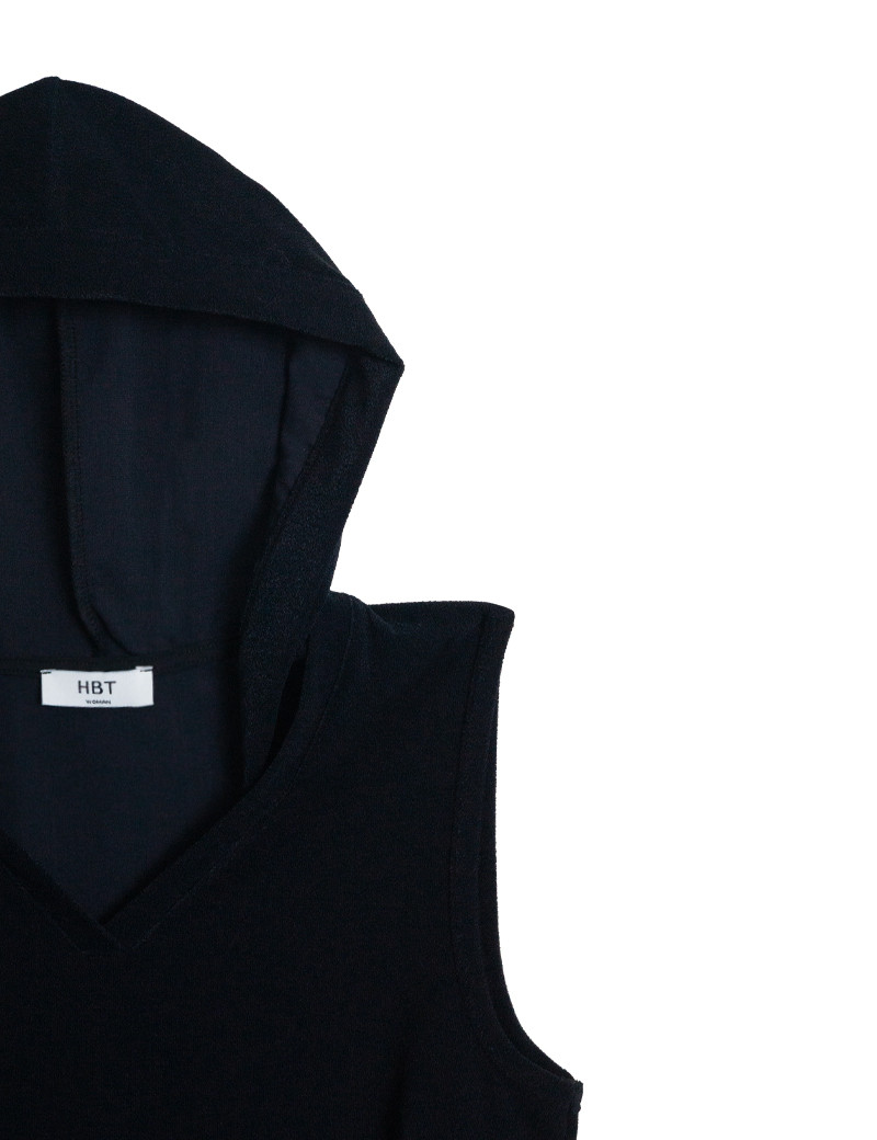 HBT ROBE TINA ÉPONGE CAPUCHE NOIR