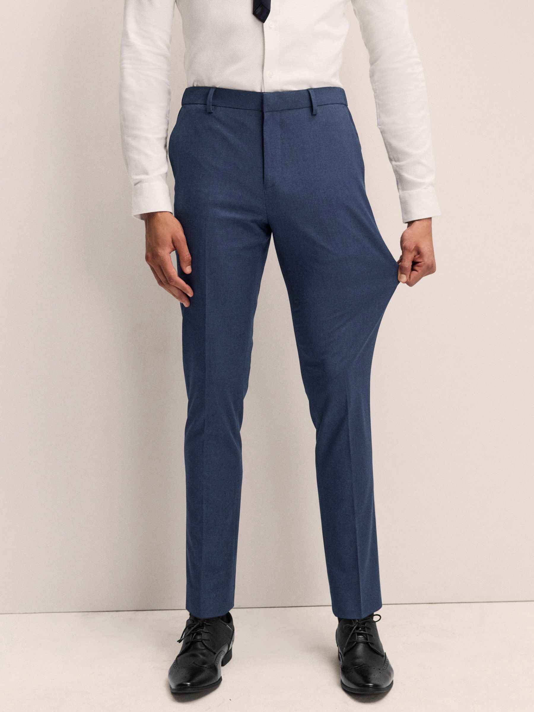 Donkerblauw - Slim Fit - Elasticated Waist Motionflex Stretch Smart Trousers