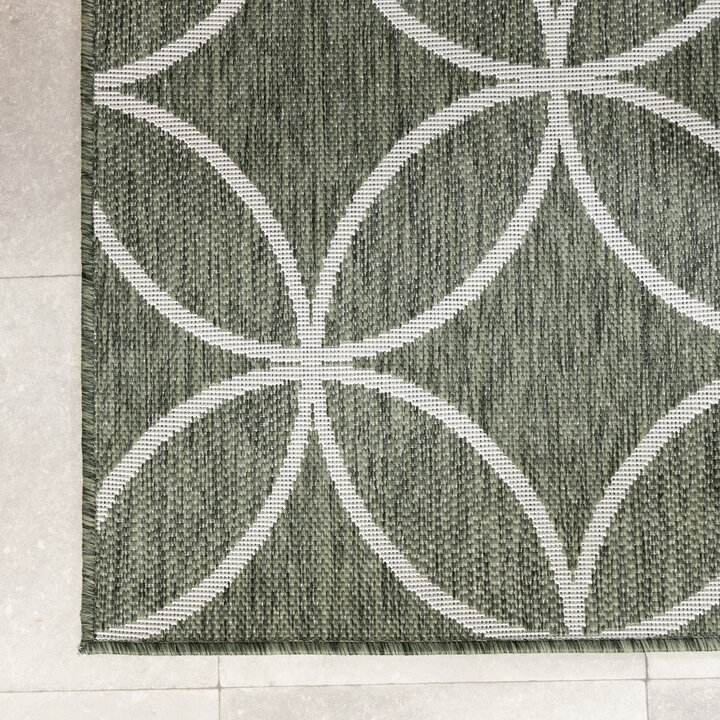 Geometrisch buitenkleed - Faro Ripple Groen/Wit