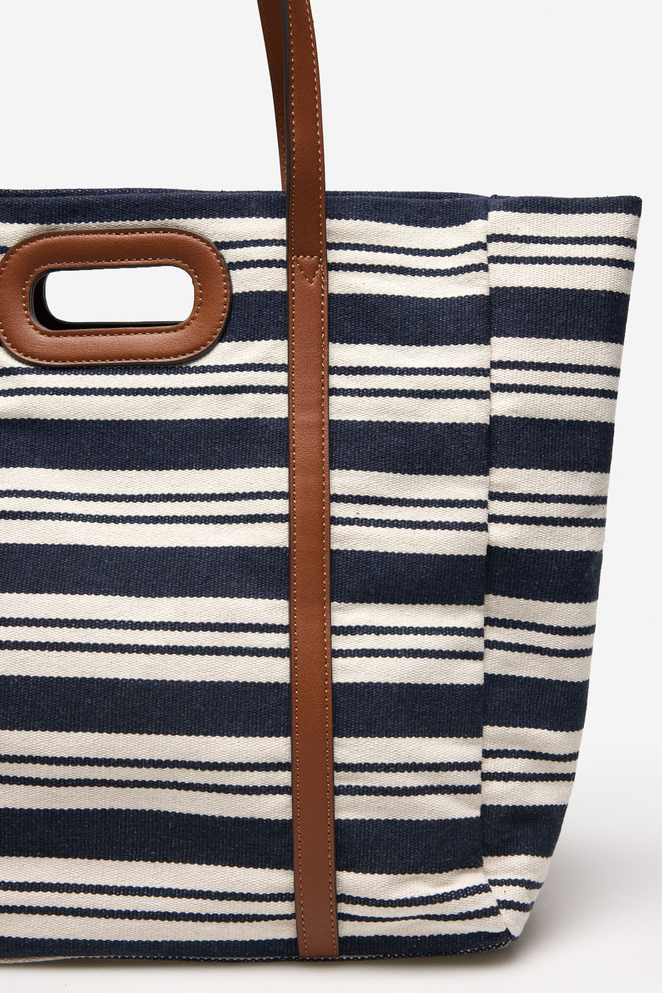 Bolsa shopper tejido rayas - Azul marino